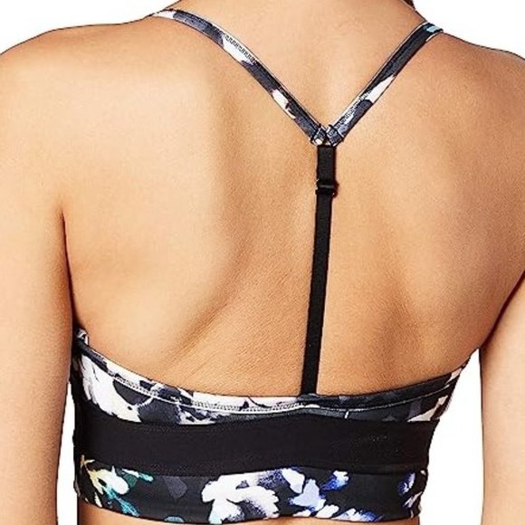 NIKE Indy Floral Dri Fit Black White Green Tan Sports Athletic Exercise Bra LRG - Picture 4 of 13